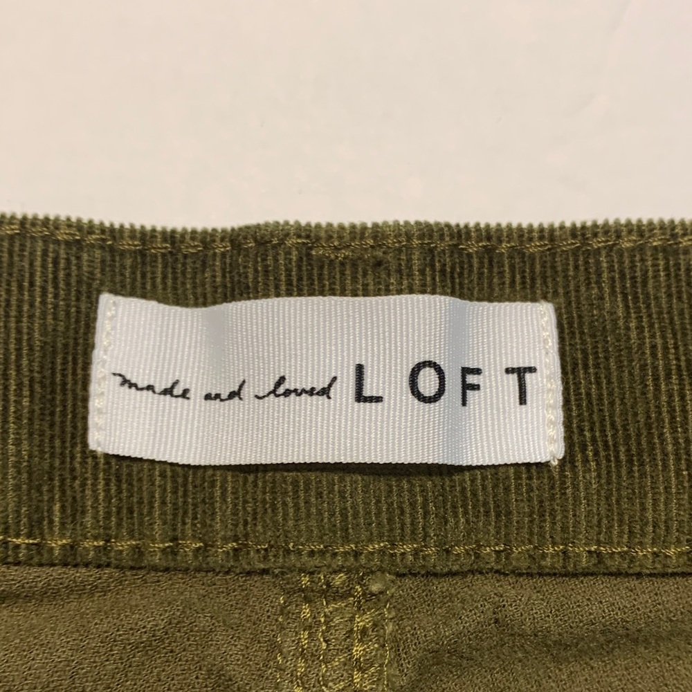 Olive Green Corduroy PantsLoft size 10 high waist skinny - Picture 2 of 6